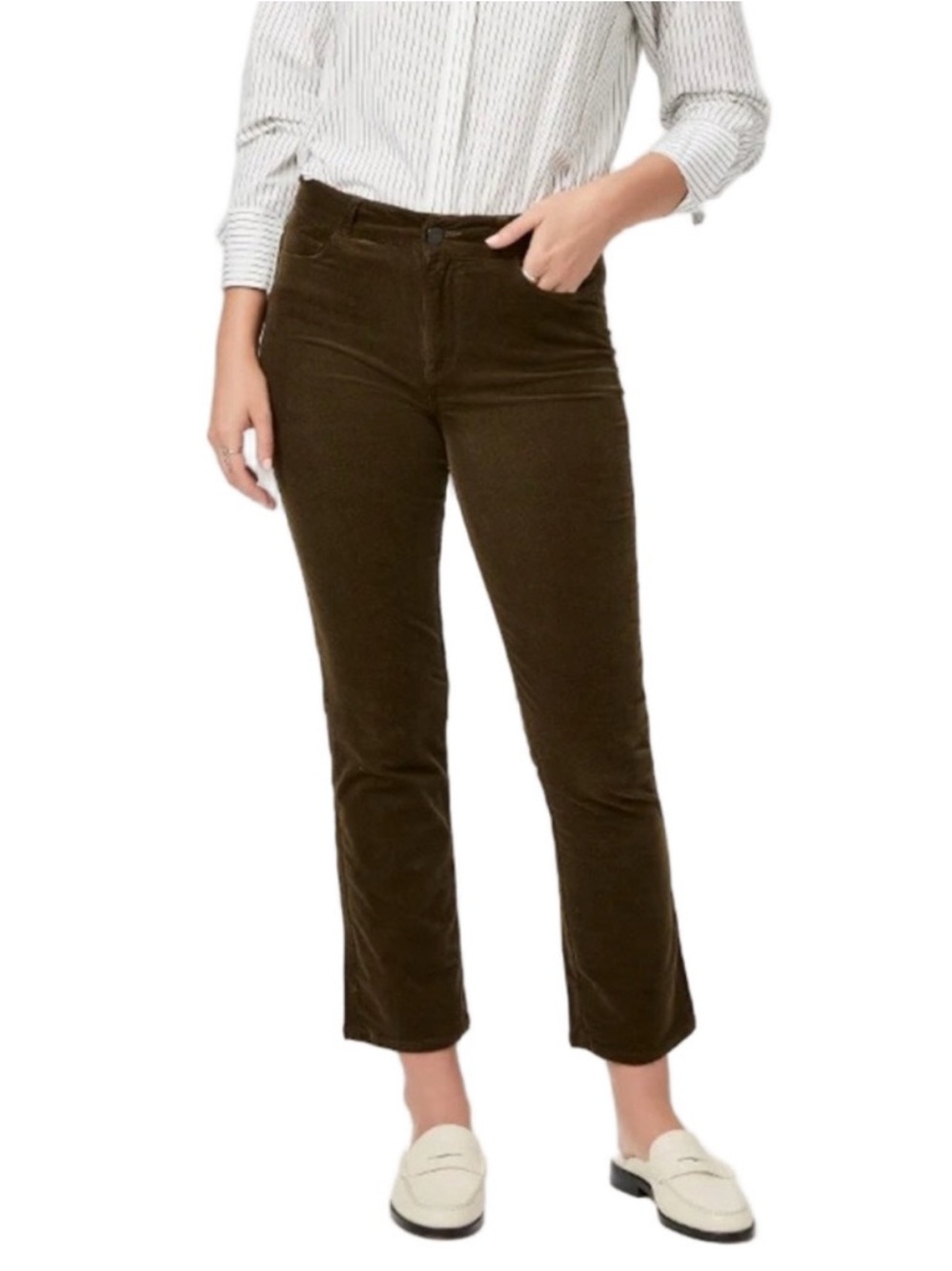 PAIGE Cindy High Waist Ankle Straight Leg Corduroy